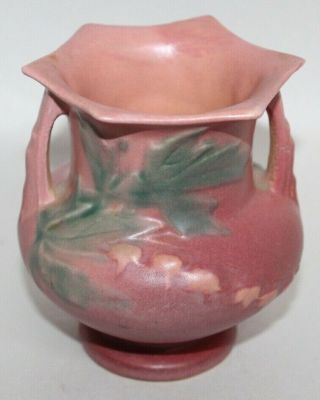 Vintage Roseville Pottery Cabinet Vase Bleeding Heart Pink 138 - 4
