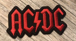 Ac/dc Red & Black Embroidered Iron Sew On Embroidered Patch Sooky 3.  75” Johnson