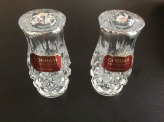 Pair Vintage Salt & Pepper Shakers Gorham Lead Crystal 3 " King Edward 1980s