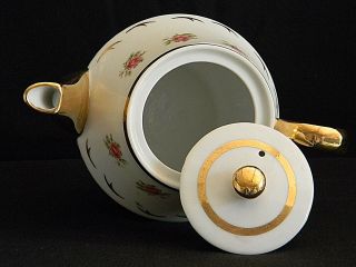 Vintage Teapot with Gold Trim,  Roses,  and Lusterware Bottom - Made in Japan 5