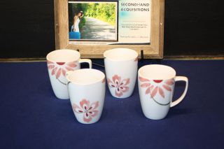 Corelle Coordinates Pretty Pink Porcelain Set Of 4 Coffee Cups A113