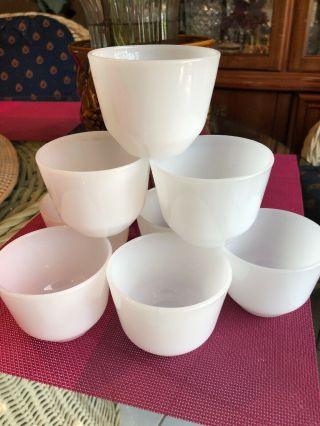 Vintage Anchor - Hocking Milk Glass Fire King 2.  5 " Custard Cups Set 8 Small Bowls