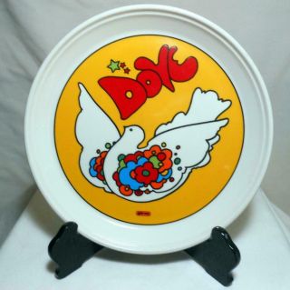 Vintage Peter Max Pop Art Peace Dove Plate By Iroquois China So Cool 10 " No Res