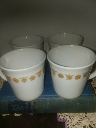 4 Vintage Corningware Corelle Butterfly Gold Mugs Coffee Cups Corning Mugs