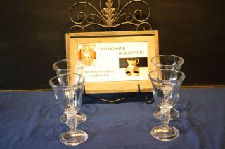 Lovely Longaberger Set Of 4 Water/wine Twisted Stem Goblet Glasses Lfr12