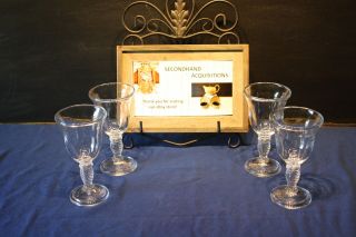 Lovely Longaberger Set Of 4 Water/wine Twisted Stem Goblet Glasses Lfr16