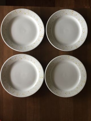 4 Vintage Mid Century Homer Laughlin Best China White Yellow Gold Stars Plate
