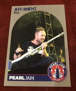 Pearl Jam Chicago Baseball Card - Jeff Ament 5 Green - 2018 Wrigley Away Shows
