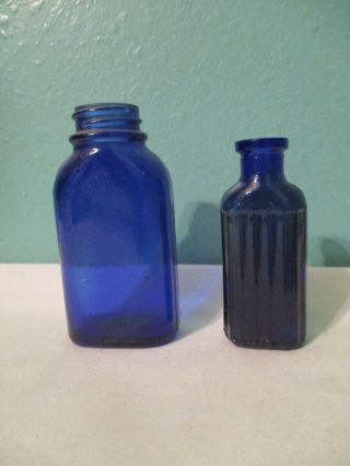Set 2 Cobalt Blue Bottles