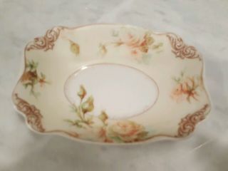 Hermann Ohme Silesia Old Ivory 32 Relish/trinket Dish Crm/brown Floral Antique