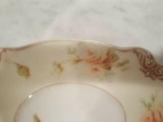 Hermann Ohme SILESIA Old Ivory 32 Relish/Trinket Dish Crm/Brown Floral Antique 2