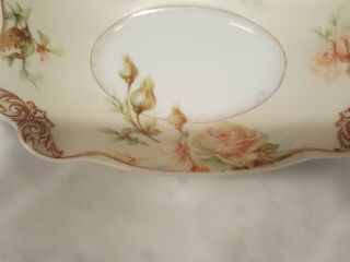 Hermann Ohme SILESIA Old Ivory 32 Relish/Trinket Dish Crm/Brown Floral Antique 3