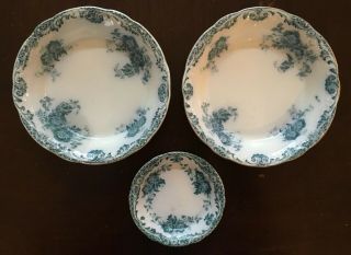 3 Antique Alfred Meakin Ironstone " Glenmere " Butter Pat And Fruit/berry Bowls
