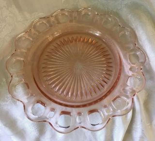 Anchor Hocking Old Colony Pink Open Lace Edge Depression Glass Luncheon Plate