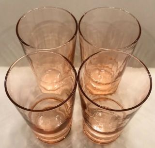 Set Of 4 Vintage Pink Depression Glass Tumblers - 10 Ounces