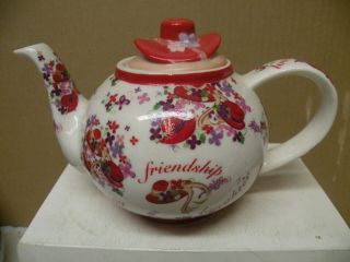 Paul Cardew Pink Chintz Red Hat Society Teapot