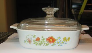 Vintage Corning Ware A - 1 - B Wildflower 1 Quart Covered Casserole