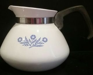 Vintage Corning Ware Cornflower Blue 6 Cup Tea Pot P - 104 With Metal Lid,