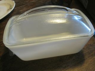 Vtg Milk Glass Westinghouse Refrigerator Dish Loaf Pan W/clear Domed Lid&handle