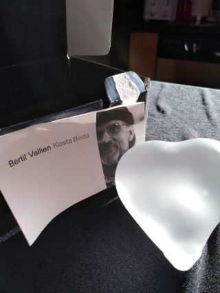 Swedish Kosta Boda Heartbeat,  Frosted Glass Heart,  Designed By Bertil Vallien