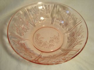 Vtg Federal Pink Depression Glass Sharon / Cabbage Rose 10.  25” Serving Bowl