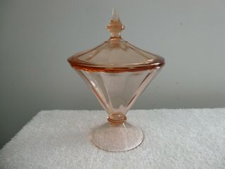 Pink Depression Glass Candy Dish With Lid