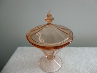 Pink Depression Glass Candy Dish with Lid 2