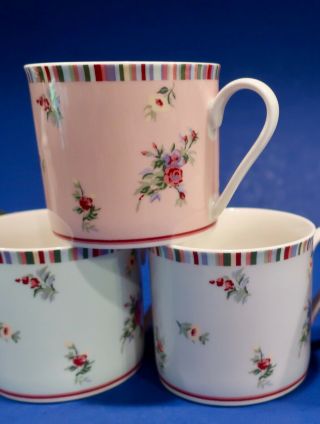 Set of 4 Laura Ashley HIGH TEA 6 oz.  Cups - Blue,  Green & Pink & Lilac NWOB 5