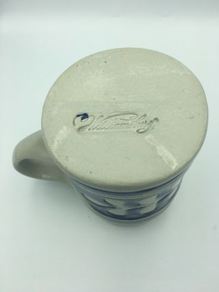 Colonial Williamsburg Blue Saltglazed Pottery Tankard Mug Cup Leaf Pattern 4