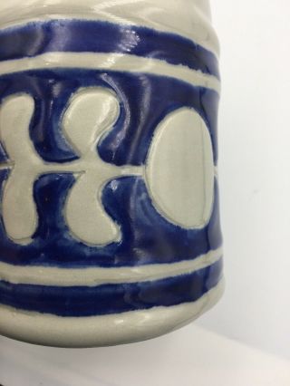Colonial Williamsburg Blue Saltglazed Pottery Tankard Mug Cup Leaf Pattern 5
