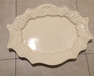 White Ivory Ceramic Classic Large Tray Serving Dish Made In Portugal