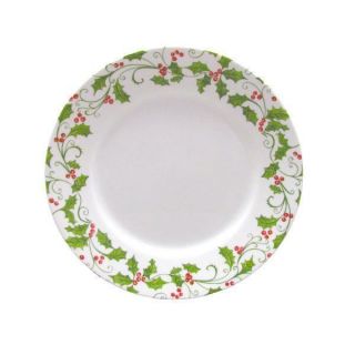 1 Corelle Evergreen Rose 8 1/2 " Lunch Plate Holiday Red Green Holly Berries