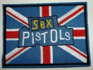 Sex Pistols Uk Punk Rock Embroidered Applique Patch 3 1/8 " X 2 3/8 " Iron Or Sew