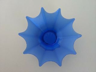 Vintage Cobalt Blue Glass Starburst Flower Shaped Bowl