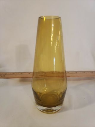 Vintage Mcm Glass Vase Stunning Amber Yellow And Clear Delta Shape Vas