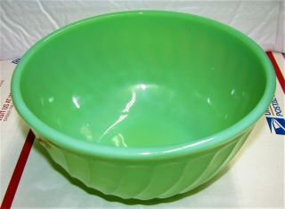 Vintage Fire - King Green Jadeite Glass Mixing Bowl 8 " Swirl Pattern