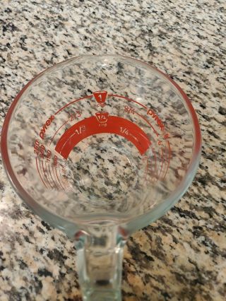 Vintage Pyrex Red Letter 1 Cup 8 Oz Reverse Read From Inside Measuring Cup 2