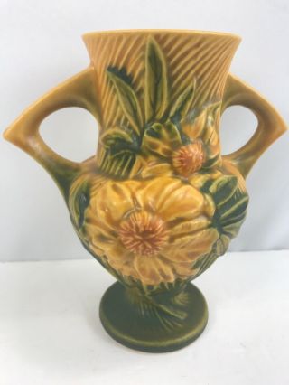 Vtg Roseville Vase 7” Chip Orange Yellow Green Fall Colors
