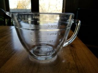 Vintage Anchor Hocking Clear Glass 2qt.  /8 Cup / 2000 Ml Measuring Bowl 15