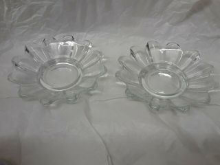 Vintage Small 5 " Glass Petal Flower Candy Nut Dish Bowl Made In Usa Set Of 2