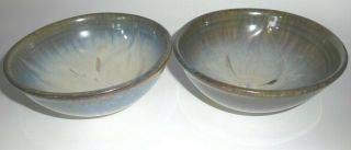 Bill Campbell Studio Art Pottery Blue Soup/cereal Bowls