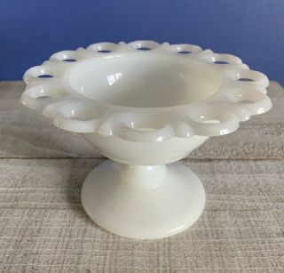 Vintage • Milk Glass • Anchor Hocking • Old Colony • Open Lace • Pedestal Bowl 2