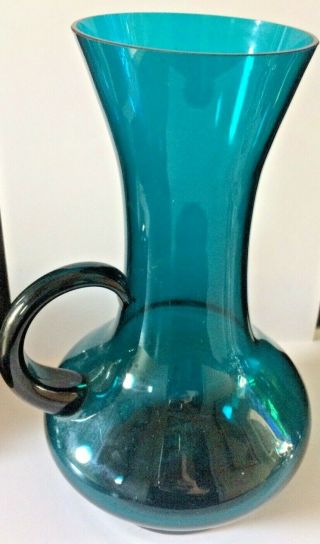 Vintage Empoli Blue Glass Jug / Vase