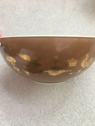 Pyrex Early American Vintage Set of 3 Cinderella Nesting Bowls Brown Gold White 2