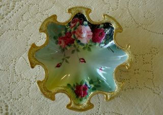 1891 Nippon Berry Bowl Hand Painted Gold Roses Star Shape