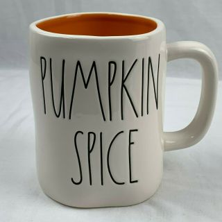 Rae Dunn Pumpkin Spice Mug With Heart White With Orange Interior Ceramic