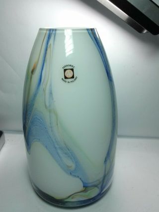 Stunning modernist cased studio Art Glass vase by TARNOWIEC,  MADE IN POLAND 3