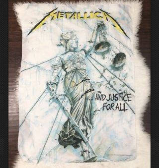 Vtg 90’s Metallica And Justice For All Flag Heart Rock Italy Sheer Poster Scarf