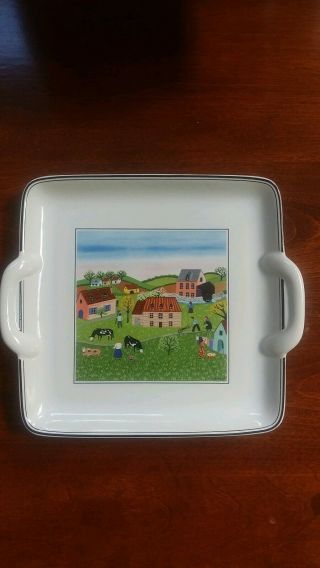 Villeroy & Boch Germany Design Naif Pattern 8 " Square Handled Cake Plate