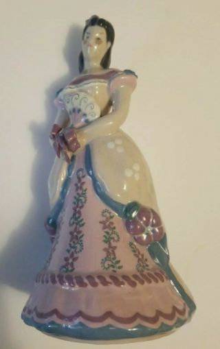 Vintage Kay Finch California Pottery Purple Dress Lady Figurine.  10 "